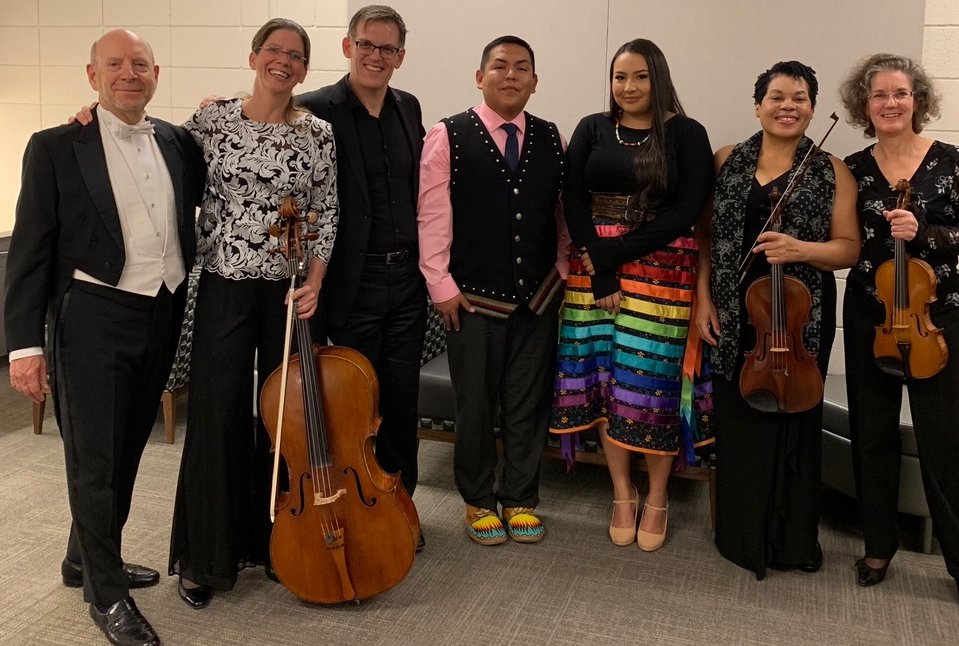 A photo of musicians at the premiere