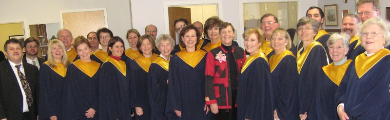 A photo of the Chancel Choir of the Congregational Church of New Canaan with Gwyneth Walker